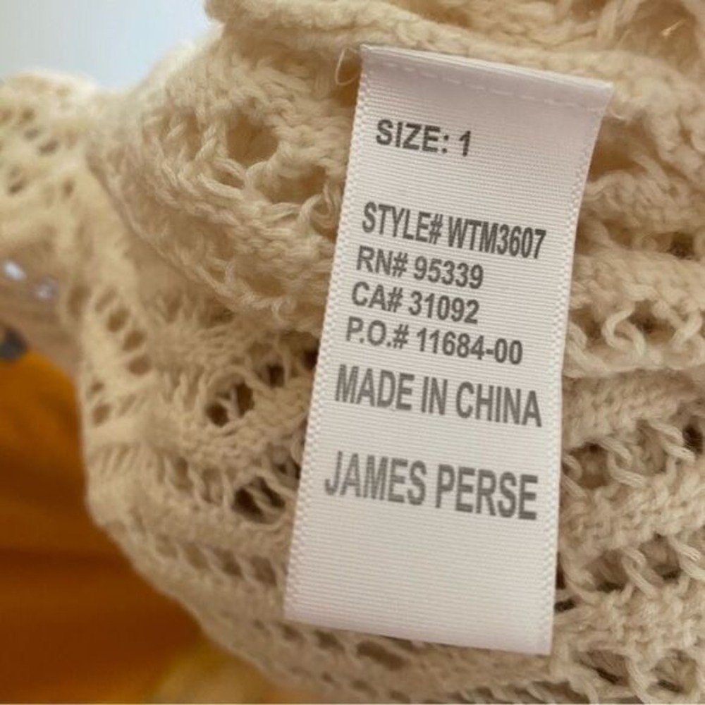 James Perse Ivory Open Knit Wool Cashmere Sweater Minimalist Luxe Top S - Picture 5 of 8